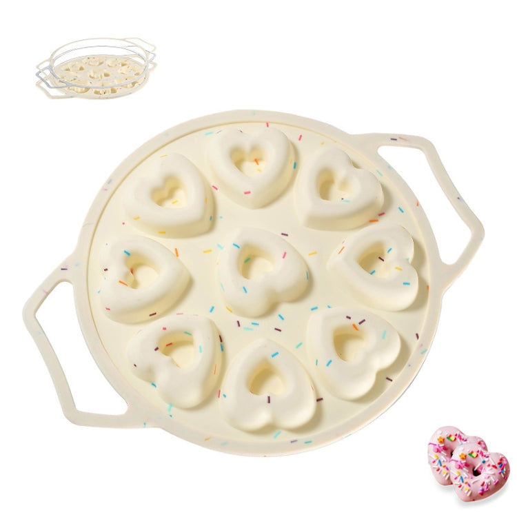 9-Hole Heart-Shaped Donut Baking Tool Framed Non-Stick Silicone Cake Mold