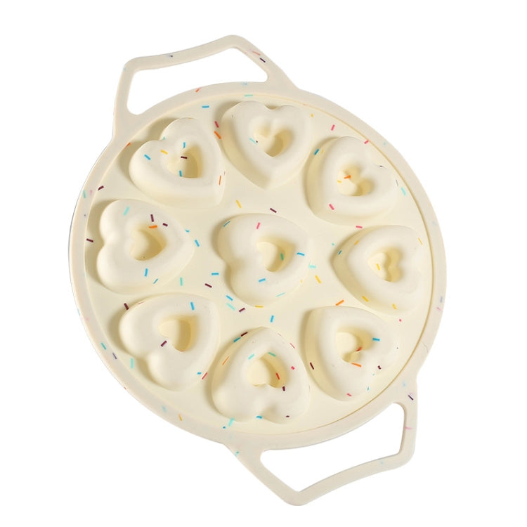 9-Hole Heart-Shaped Donut Baking Tool Framed Non-Stick Silicone Cake Mold