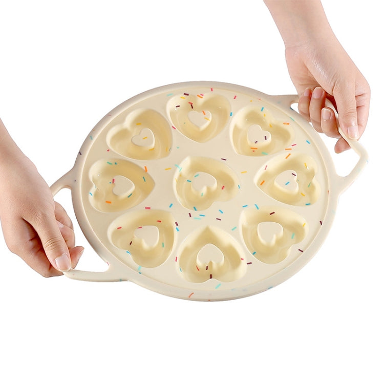 9-Hole Heart-Shaped Donut Baking Tool Framed Non-Stick Silicone Cake Mold