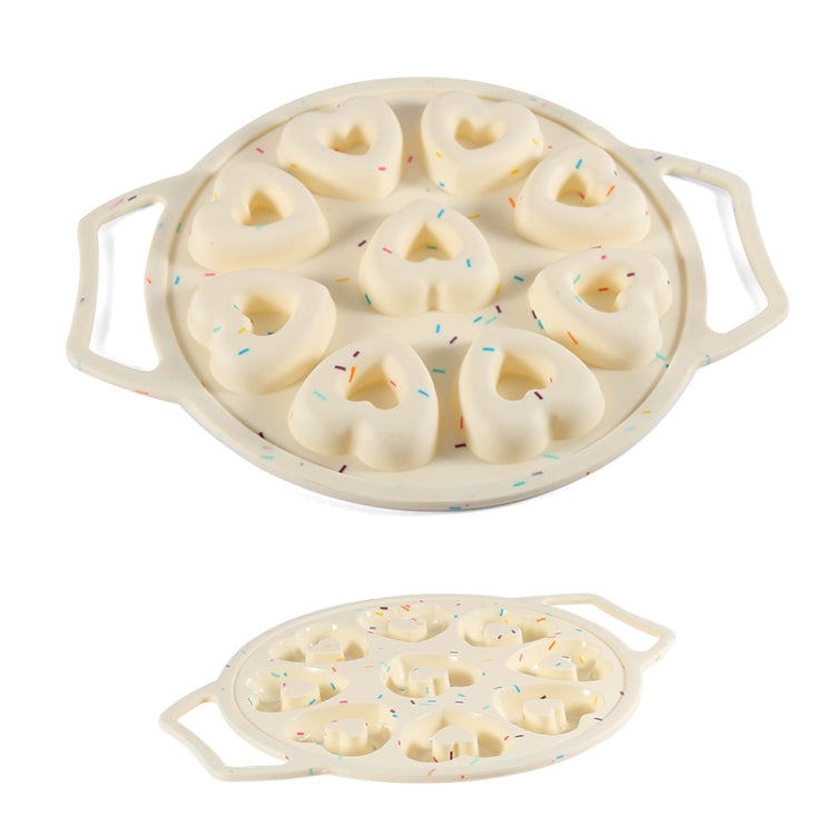 9-Hole Heart-Shaped Donut Baking Tool Framed Non-Stick Silicone Cake Mold