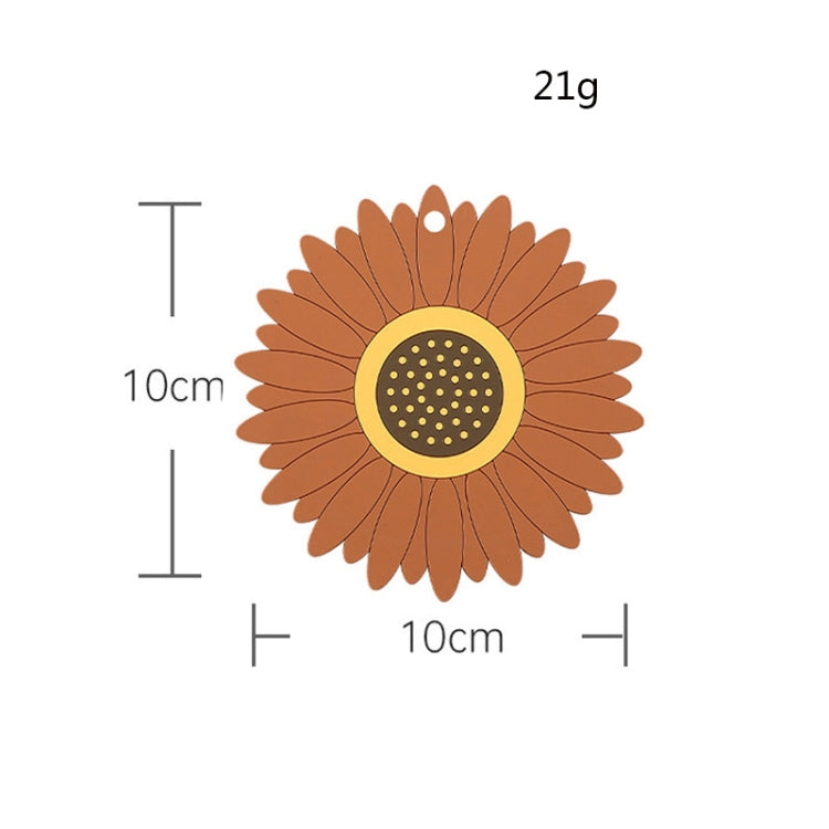 3 PCS PVC Sunflower Table Mat Silicone Coaster Household Waterproof Non-Slip Insulation Pad, Specification: Small(Brown)