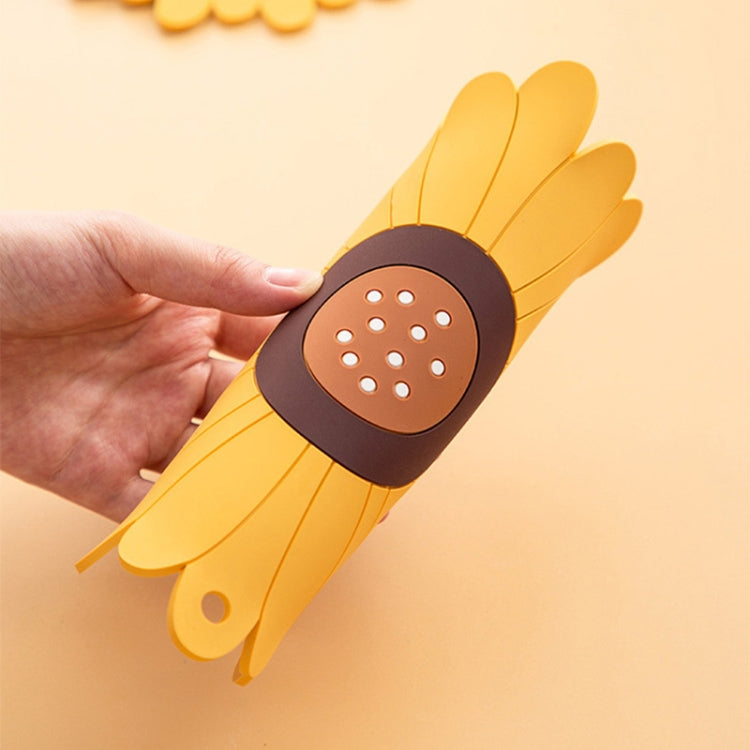 3 PCS PVC Sunflower Table Mat Silicone Coaster Household Waterproof Non-Slip Insulation Pad, Specification: Small(Brown)