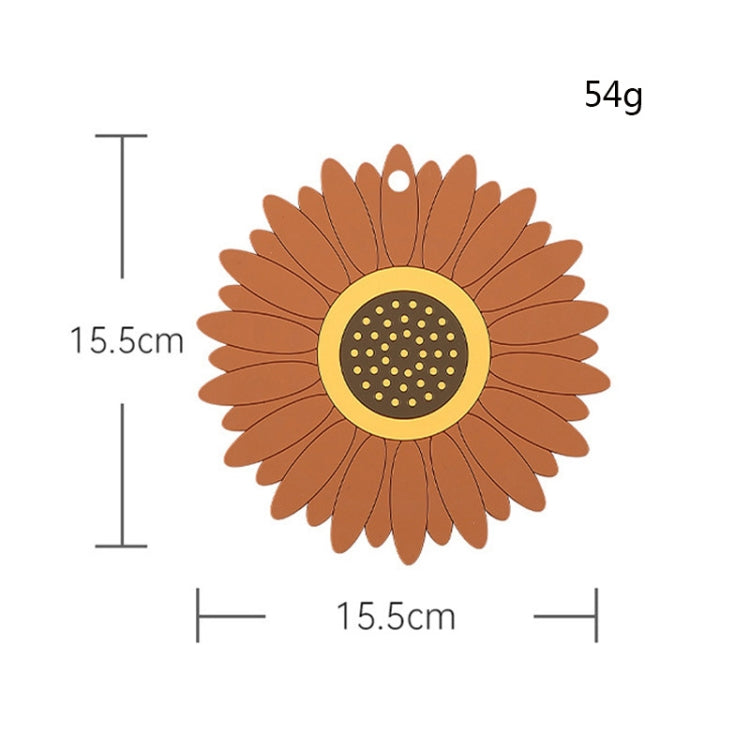 3 PCS PVC Sunflower Table Mat Silicone Coaster Household Waterproof Non-Slip Insulation Pad, Specification: Medium(Brown)