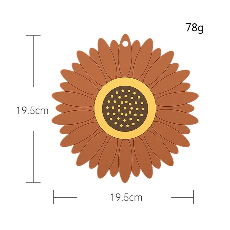 3 PCS PVC Sunflower Table Mat Silicone Coaster Household Waterproof Non-Slip Insulation Pad, Specification: Large(Brown)