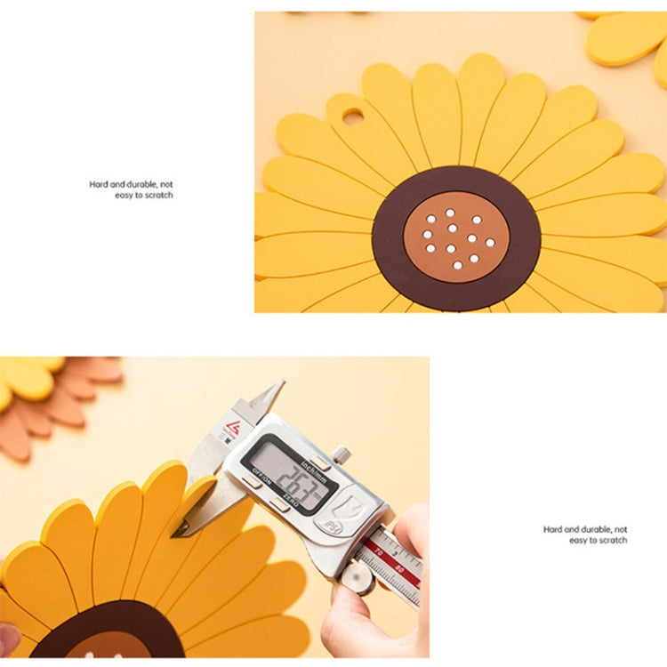 3 PCS PVC Sunflower Table Mat Silicone Coaster Household Waterproof Non-Slip Insulation Pad, Specification: Large(Brown)