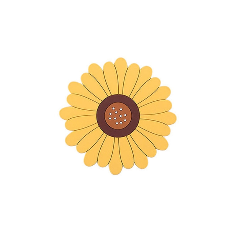 3 PCS PVC Sunflower Table Mat Silicone Coaster Household Waterproof Non-Slip Insulation Pad, Specification: Small(Yellow)