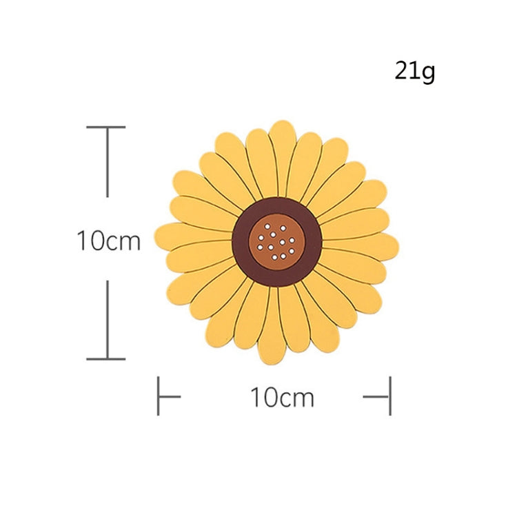 3 PCS PVC Sunflower Table Mat Silicone Coaster Household Waterproof Non-Slip Insulation Pad, Specification: Small(Yellow)