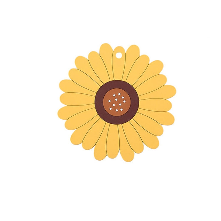 3 PCS PVC Sunflower Table Mat Silicone Coaster Household Waterproof Non-Slip Insulation Pad, Specification: Medium(Yellow)