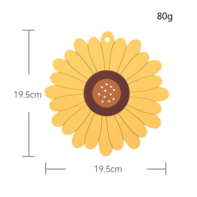3 PCS PVC Sunflower Table Mat Silicone Coaster Household Waterproof Non-Slip Insulation Pad, Specification: Large(Yellow)