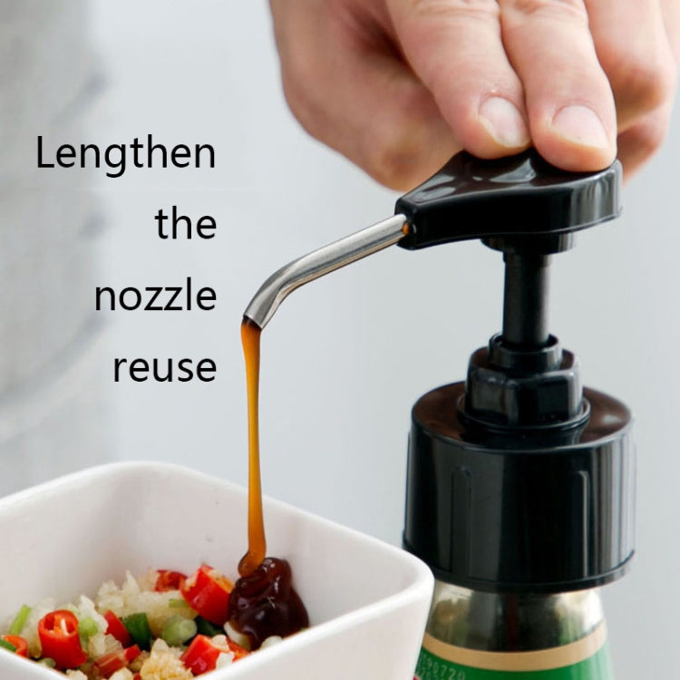 2 PCS Household Soy Sauce Bottle Stainless Steel Press Oiler Squeeze Pump Head Fuel Consumption Press Nozzle(Black)