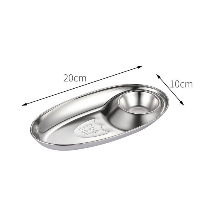 2 PCS Stainless Steel Seasoning Plate Split Plate Sauce Plate Hotel Barbecue Snack Plate Small