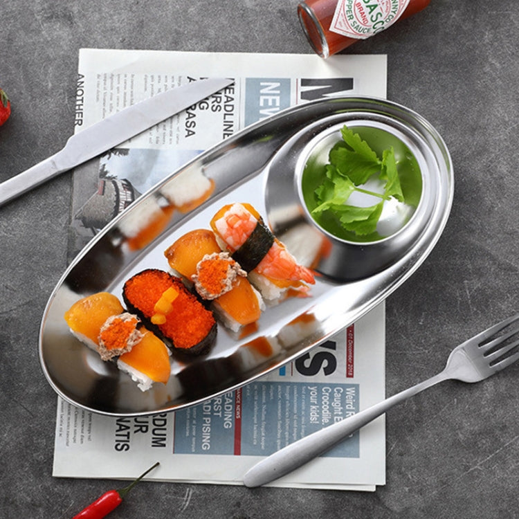 2 PCS Stainless Steel Seasoning Plate Split Plate Sauce Plate Hotel Barbecue Snack Plate Small