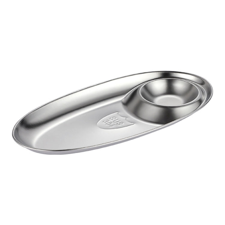 2 PCS Stainless Steel Seasoning Plate Split Plate Sauce Plate Hotel Barbecue Snack Plate Large