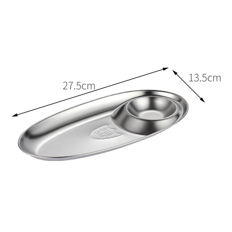 2 PCS Stainless Steel Seasoning Plate Split Plate Sauce Plate Hotel Barbecue Snack Plate Large