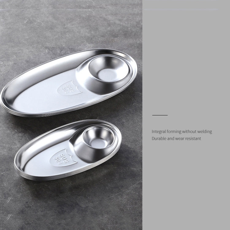 2 PCS Stainless Steel Seasoning Plate Split Plate Sauce Plate Hotel Barbecue Snack Plate Large