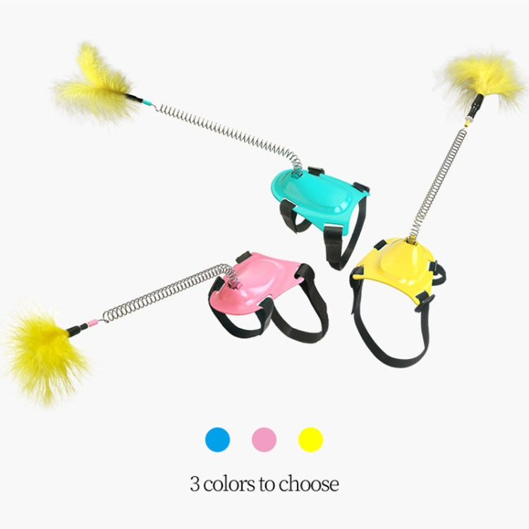 2 PCS Pet Toy Cat Spring Feather Foot Funny Cat Stick(Yellow)