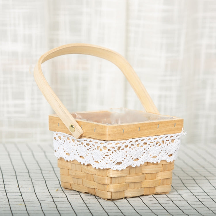 2 PCS Wood Chip Floral Arrangement Flower Basket, Style: Square