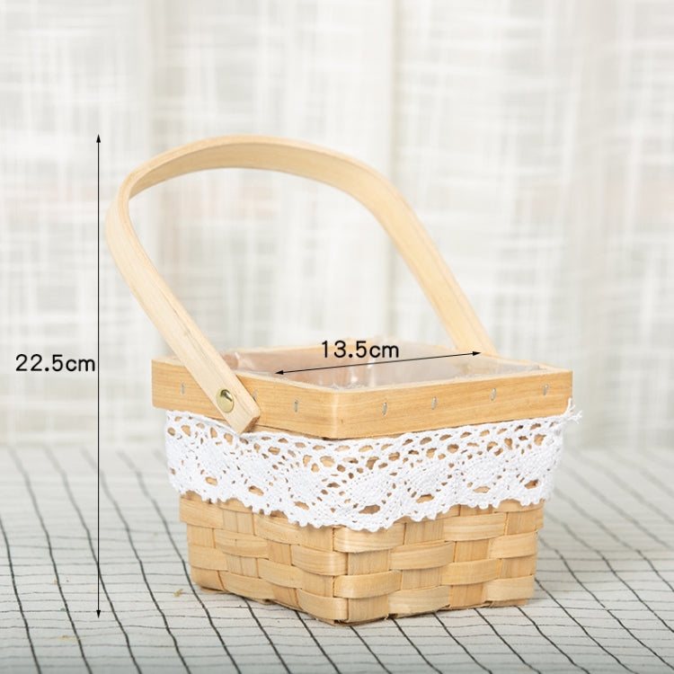 2 PCS Wood Chip Floral Arrangement Flower Basket, Style: Square