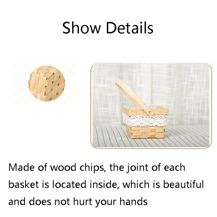 2 PCS Wood Chip Floral Arrangement Flower Basket, Style: Square
