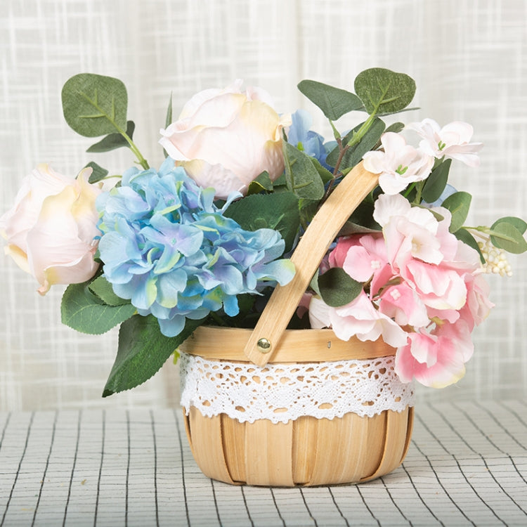 2 PCS Wood Chip Floral Arrangement Flower Basket, Style: Square