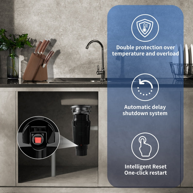375W EU Plug Food Garbage Disposer 7 Levels Grinding Connectable For Dishwasher