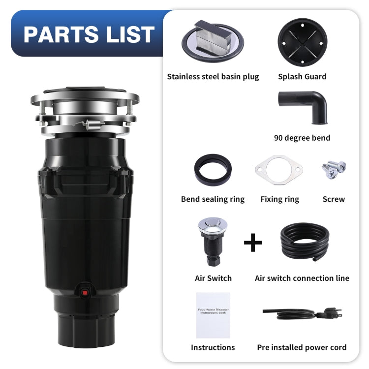 375W EU Plug Food Garbage Disposer 7 Levels Grinding Connectable For Dishwasher