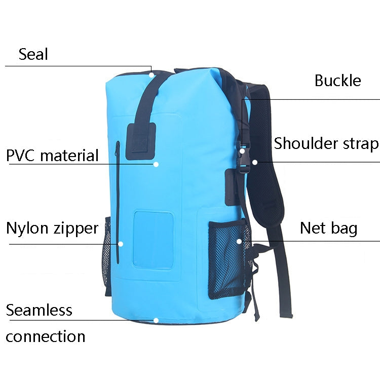 30L PVC Outdoor Waterproof Bag Hiking Mountaineering Waterproof Backpack