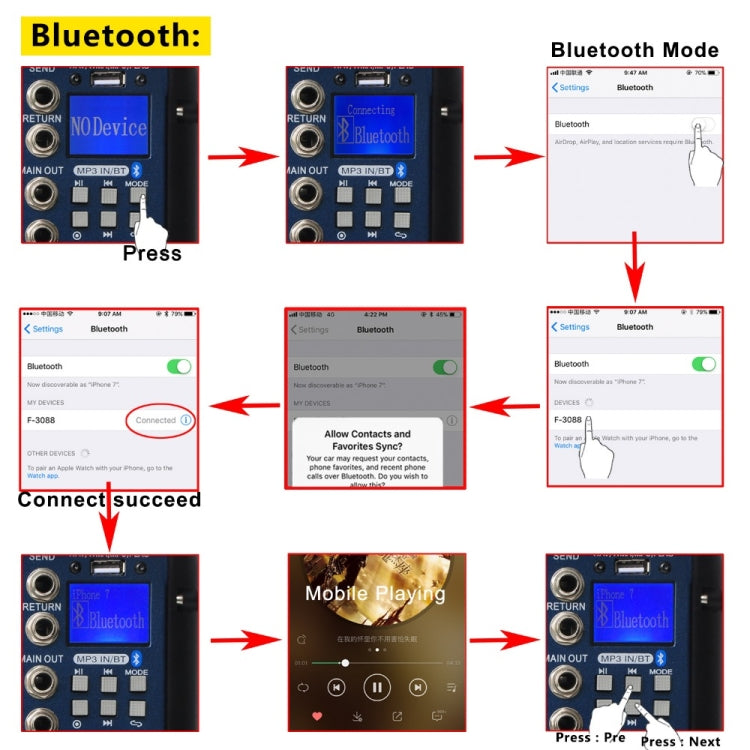 SMR8 Bluetooth USB Record 8 Channels (4 Mono + 2 Stereo) 16 DSP Church School Karaoke Party USB DJ Mixer