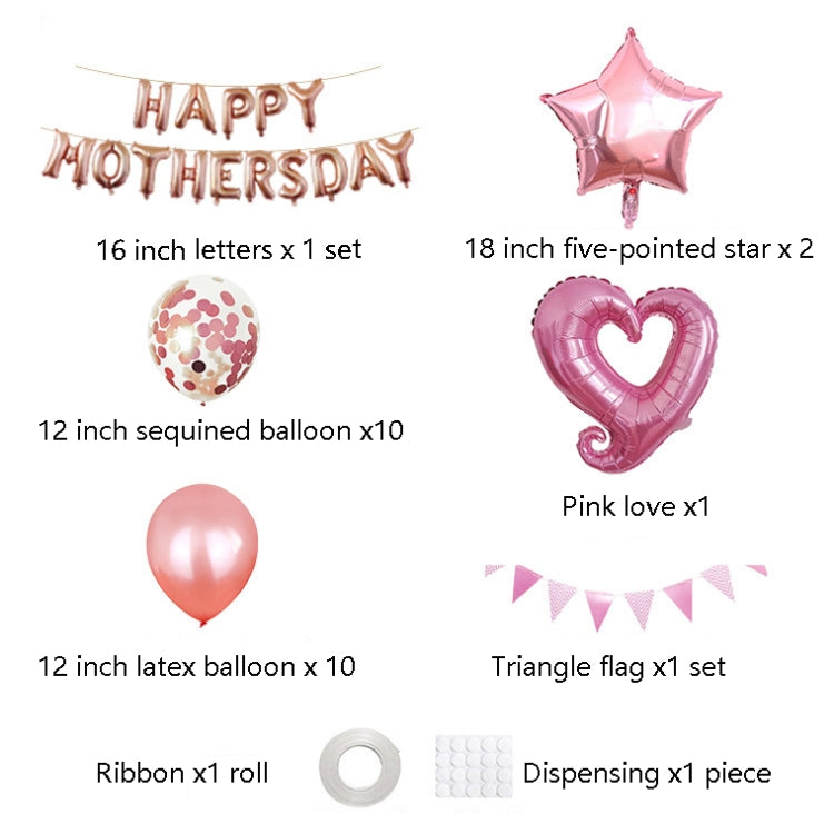 Mother Day 16-Inch Aluminum Film Balloon Set Scene Decoration Party Events