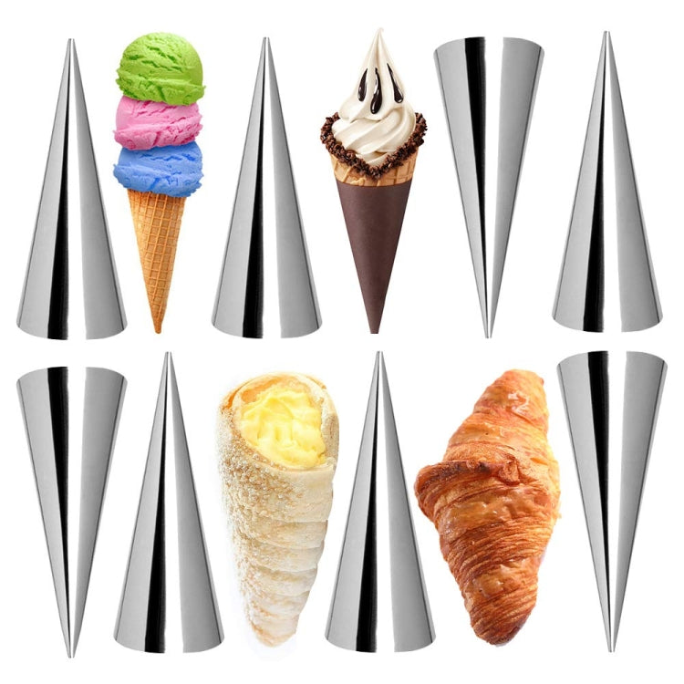 2 Sets 16 in 1 Ice Cream Crispy Mold Set Stainless Steel Conical Roller Croissant Tool