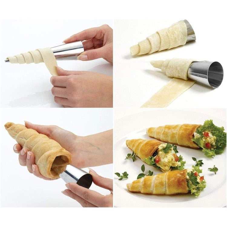 2 Sets 16 in 1 Ice Cream Crispy Mold Set Stainless Steel Conical Roller Croissant Tool
