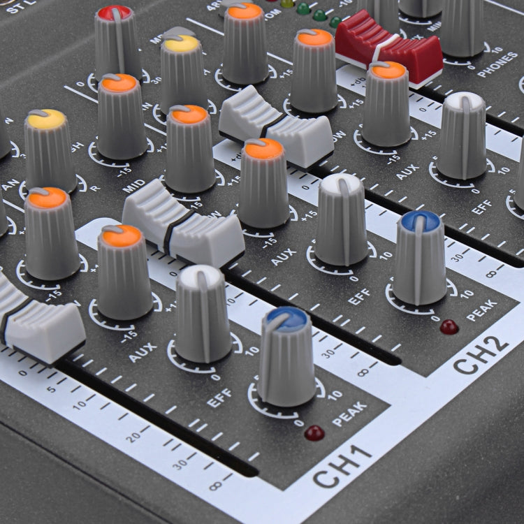 4 Channel Professional Karaoke Audio Mixer Amplifier Mini Microphone Sound Mixing Console with USB 48V Phantom Power Supply