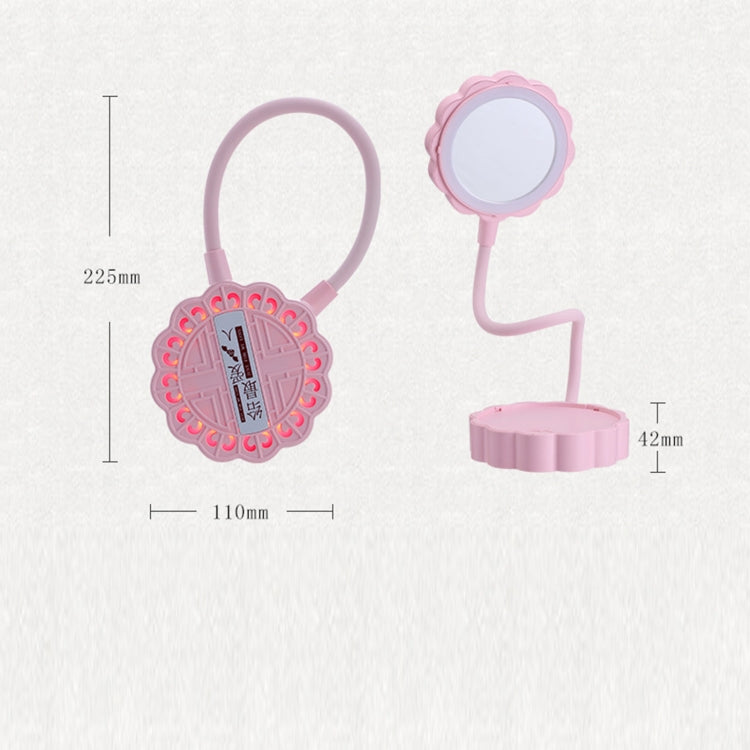 YLM-YB0800 Creative Mooncake Multifunctional Vanity Mirror Folding USB Charging Table Lamp(Pink)