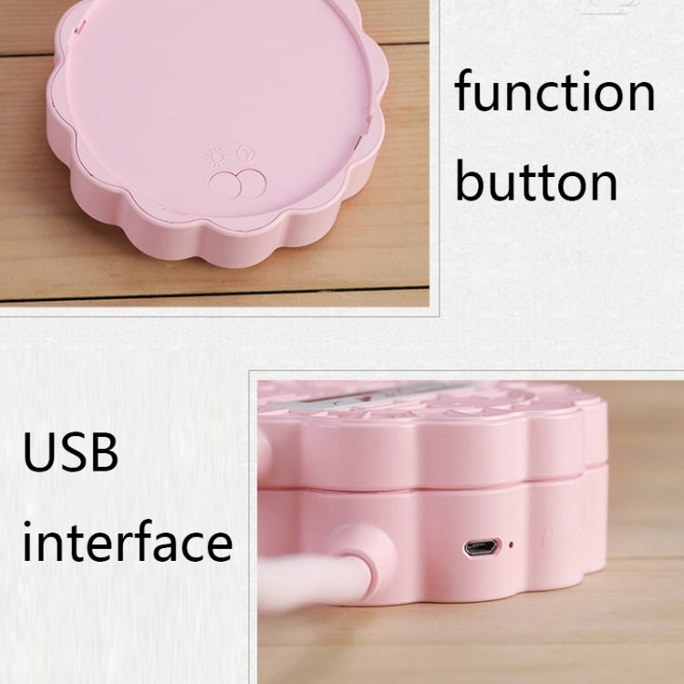 YLM-YB0800 Creative Mooncake Multifunctional Vanity Mirror Folding USB Charging Table Lamp(Pink)