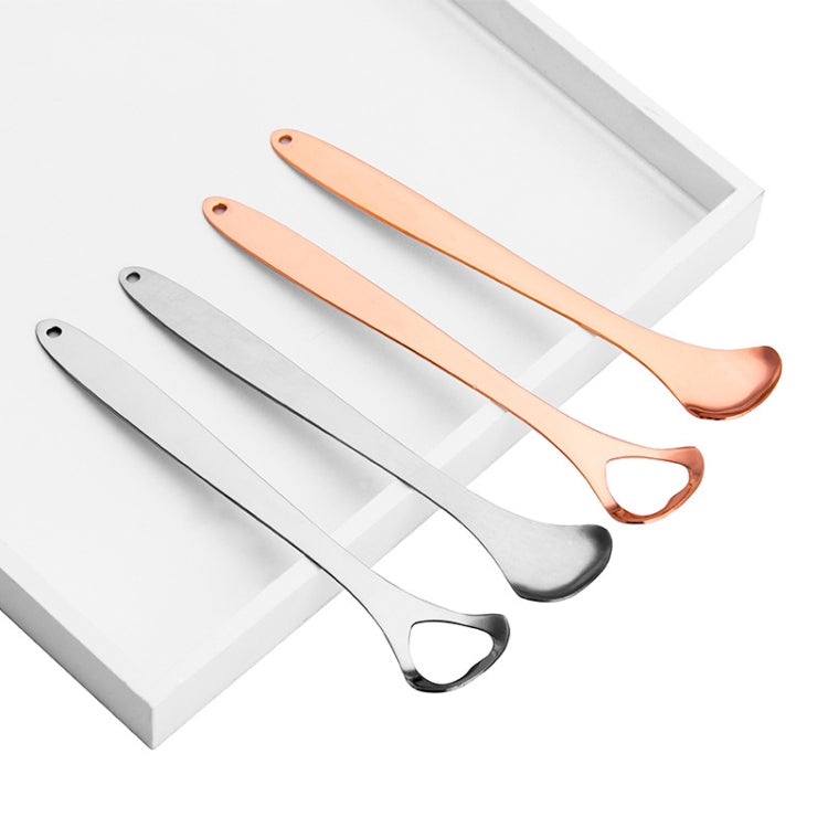 2 PCS Tongue Cleaner Bad Breath Stainless Steel Cleaning Brush Tongue Scraper + Two-piece Set (Rose Gold)