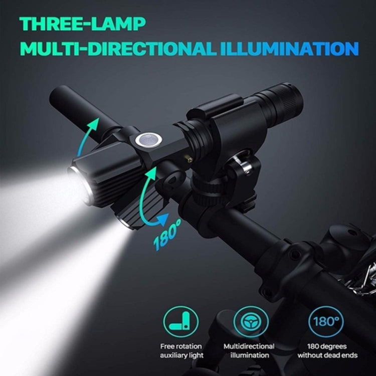 3 Lamp Holder Strong Light Flashlight Highlight Waterproof Hand-Held Outdoor Lighting Night Riding Flashlight