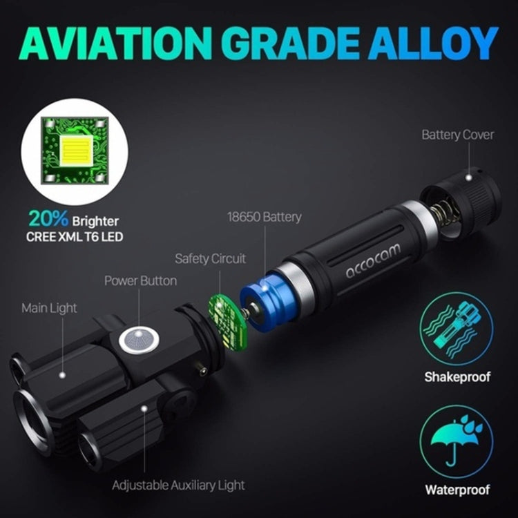 3 Lamp Holder Strong Light Flashlight Highlight Waterproof Hand-Held Outdoor Lighting Night Riding Flashlight