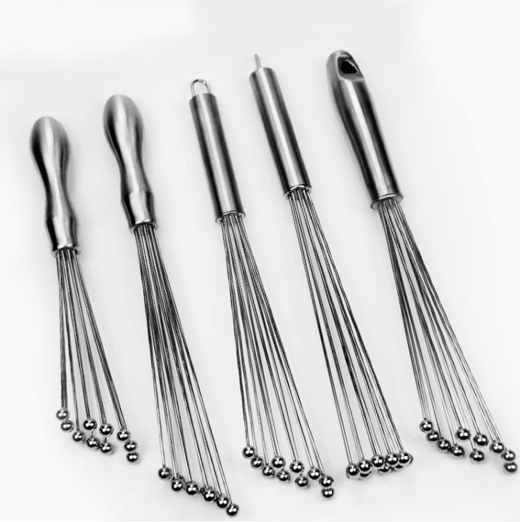 2 PCS Manual Whisk Stainless Steel Glass Bead Egg Whisk Kitchen Household Hand-Held Baking Tools Type A 10 Inch
