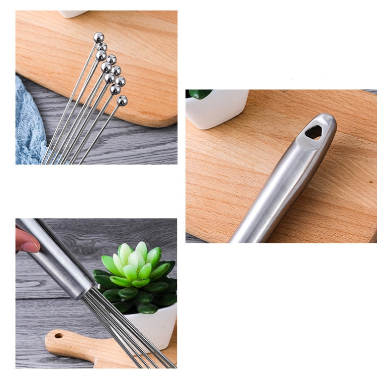 2 PCS Manual Whisk Stainless Steel Glass Bead Egg Whisk Kitchen Household Hand-Held Baking Tools Type A 10 Inch