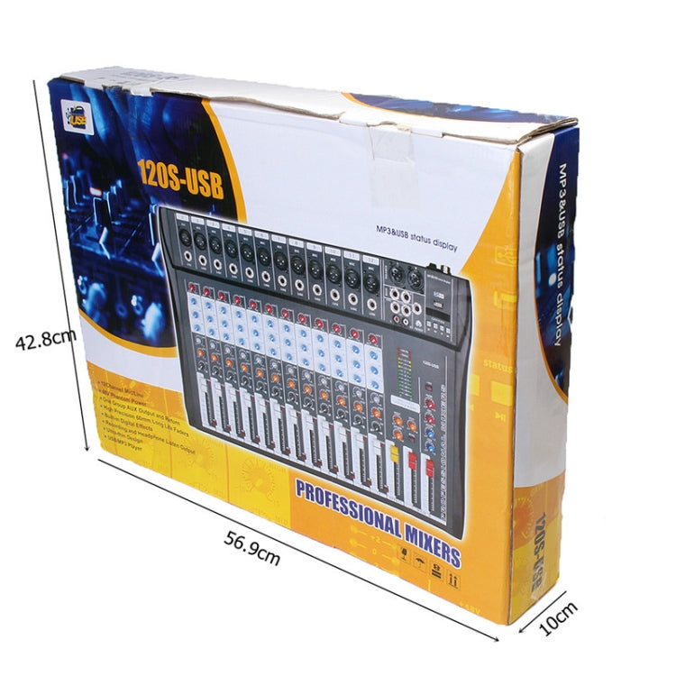 12 Channel Professional Karaoke Audio Mixer Microphone Digital Console Sound Mixing Amplifier with USB 48V Phantom Power