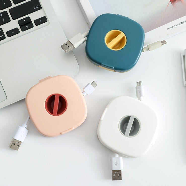 5 PCS Square Rotatable Earphone Data Cable Storage Box Multifunctional Desktop Phone Holder(Blue Yellow)