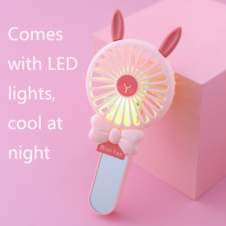 Student Portable Beauty Mirror Comb Mini Handheld USB Fan, Colour: Pink