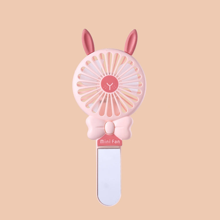 Student Portable Beauty Mirror Comb Mini Handheld USB Fan, Colour: Folded Pink