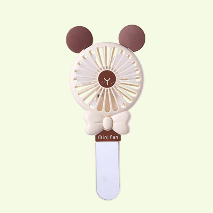 Student Portable Beauty Mirror Comb Mini Handheld USB Fan, Colour: Folded Brown