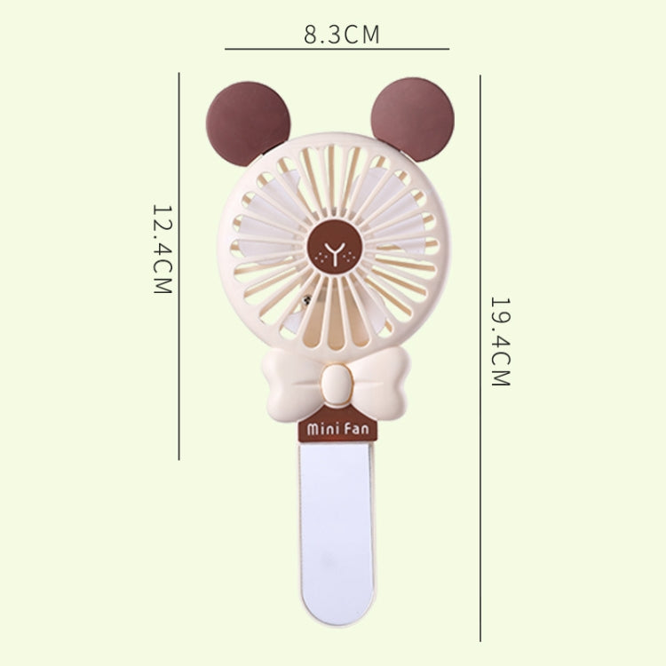Student Portable Beauty Mirror Comb Mini Handheld USB Fan, Colour: Folded Brown