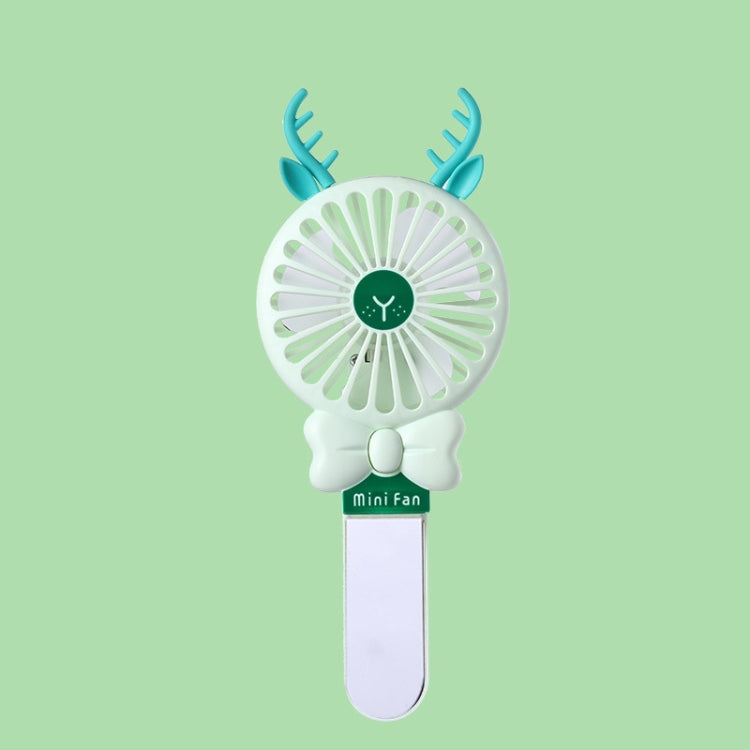 Student Portable Beauty Mirror Comb Mini Handheld USB Fan, Colour: Folded Green