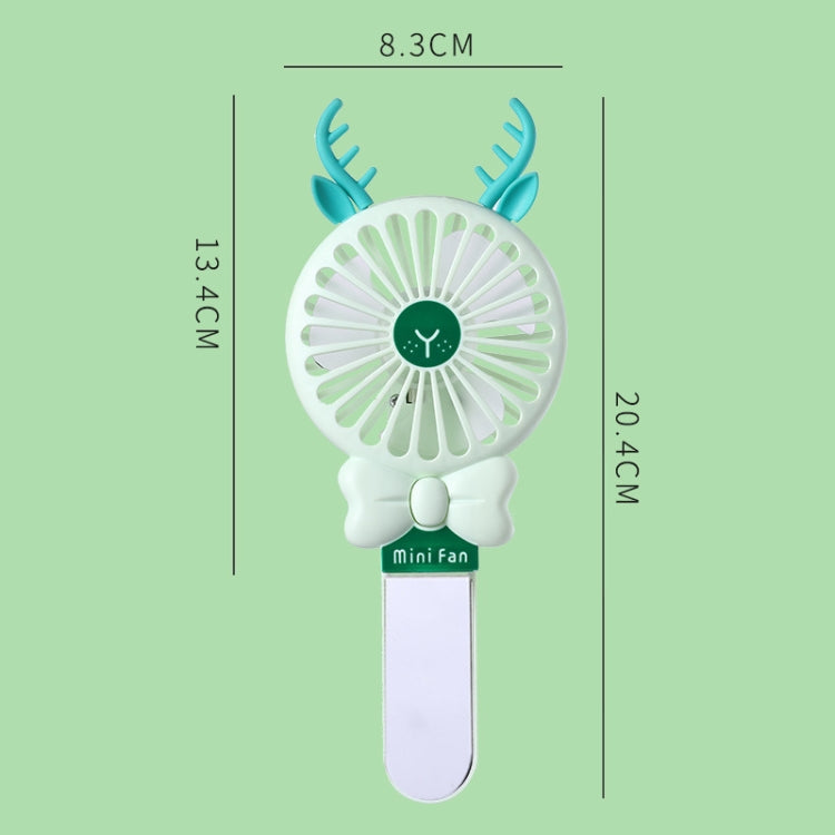 Student Portable Beauty Mirror Comb Mini Handheld USB Fan, Colour: Folded Green