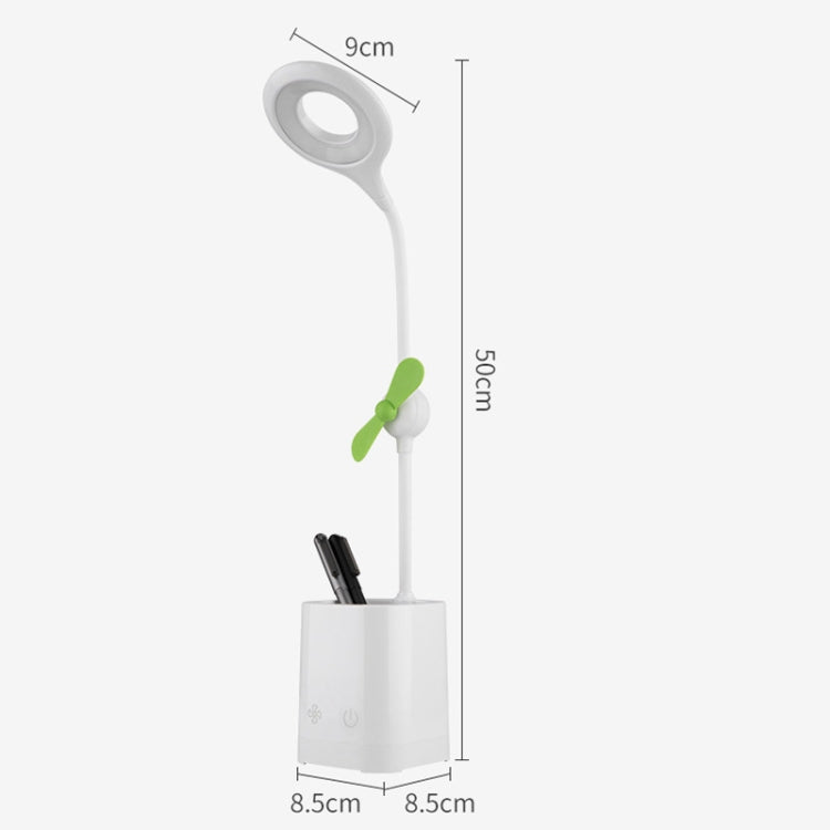 WS-8010 LED Fan Desk Lamp Bedside Desk USB Folding Desk Lamp, Colour: Pen Holder White Fan Blade
