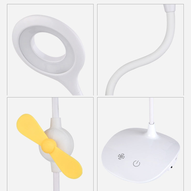 WS-8010 LED Fan Desk Lamp Bedside Desk USB Folding Desk Lamp, Colour: Pen Holder White Fan Blade