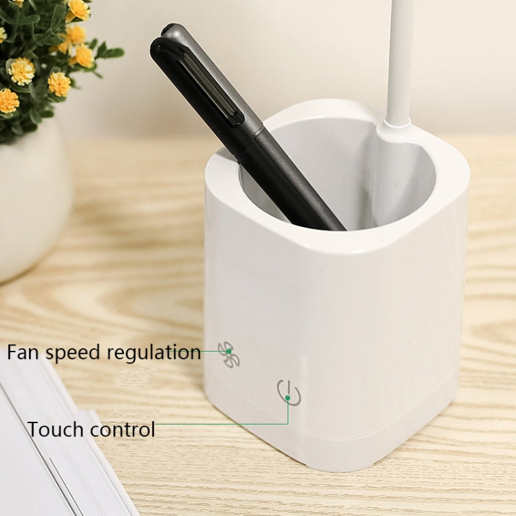 WS-8010 LED Fan Desk Lamp Bedside Desk USB Folding Desk Lamp, Colour: Pen Holder White Fan Blade